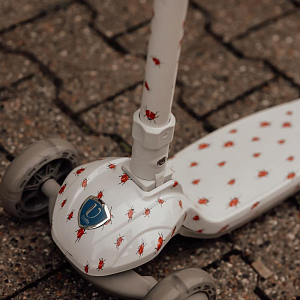 Самокат со светящимися колесами Vanilla Copenhagen "Ladybug", серый, маленький